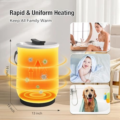 Heated Towel Warmer for Bathroom, Large Towel Warmer with Heating Timer, LED Display, Auto Shut-Off, Safety Lock, Towel Warmer Fits Two 40"x70" Oversized Towels, Bathrobes, Blankets - Black
