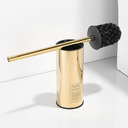 Freestanding Toilet Brush Holder for bathrooms 304 Stainless Steel Toilet Brush Stand Round Storage and Organization Rust Resistant 18-inch high Polished Gold Finished - color: 18-inch Round High Polished Gold