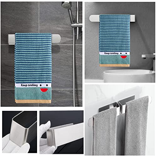 szhdxsy Towel Holder SUS 304 Stainless Steel Brushed Hand Towel Rod, Self Adhesive Towel Holder Towel Rod Towel Rack for Bathroom- Silver - color: Silver, size: 8.6