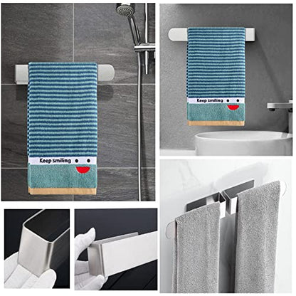 szhdxsy Towel Holder SUS 304 Stainless Steel Brushed Hand Towel Rod, Self Adhesive Towel Holder Towel Rod Towel Rack for Bathroom- Silver - color: Silver, size: 8.6