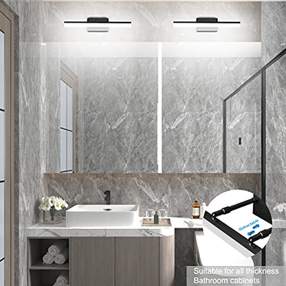 Aipsun 19.7 inch Modern Black Vanity Light Adjustable LED Bathroom Light Fixture Over Mirror Rotatable Vanity Lighting 5500K - color: Black, size: 19.7 in