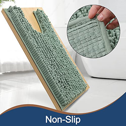 FLOLEOPA Bath Mat, Toilet Rugs U-Shaped, 24 X 20 Inches, Extra Soft Plush Bath Bathroom Rug, Super Absorbent, Non-Slip, Dry Quickly, Machine-Washable, Sage Green - color: Sage Green, size: 20x24 inches