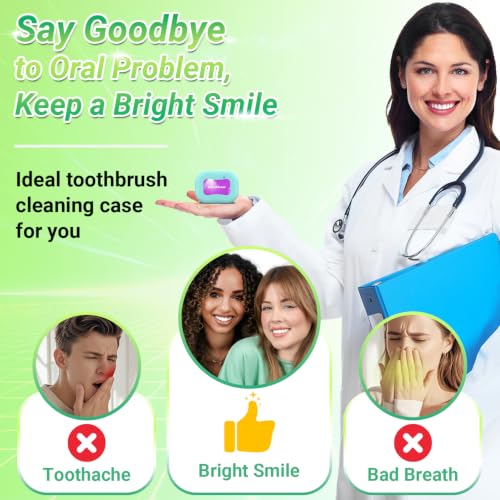 MONESAO Toothbrush Sanitizer Case, Toothbrush Covers with Holder | Rechargeable Travel Home Toothbrush And Holder, Cleaner Case for All Electric And Manual Toothbrushes (Blue) - color: Blue