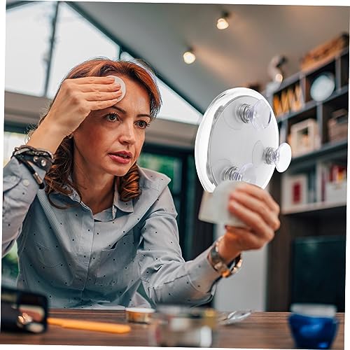 NOLITOY Round Makeup Mirror with Suction Cups 20x Magnification Lighted Magnifying Mirror for Travel and Home