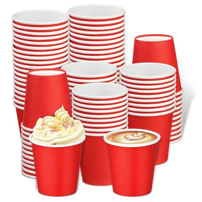 100 Pack 3 oz Paper Cups, Disposable Small Bathroom Cups Red | Bathroom Cups Espresso Small Cups, Mini Disposable Cup for Snack Bathroom, Party Travel Picnic BBQ - color: Red, size: 100 Count