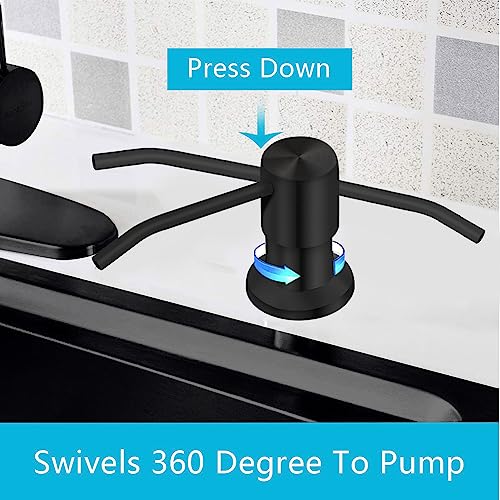 Soap Dispenser for Kitchen Sink, Countertop Soap Dispenser Pump, 47" Silicone Extension Tube Connect to The Soap Bottle Directly, Say Goodbye to Frequent Refills (Black) - color: Black