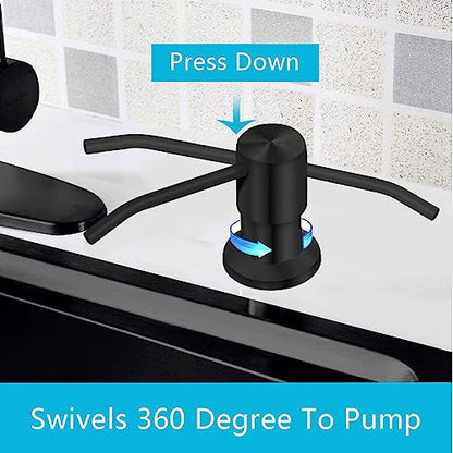 Soap Dispenser for Kitchen Sink, Countertop Soap Dispenser Pump, 47" Silicone Extension Tube Connect to The Soap Bottle Directly, Say Goodbye to Frequent Refills (Black) - color: Black