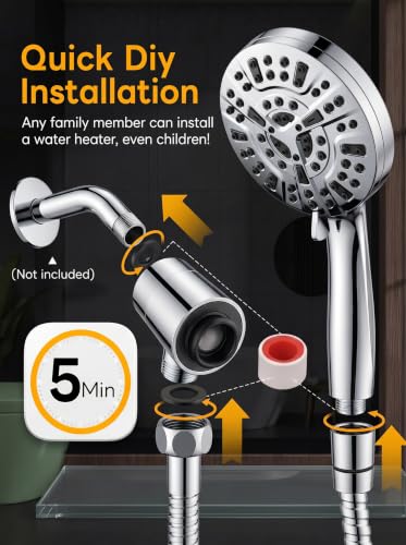 High Pressure Handheld Shower Head Chrome,9 Function Sprays Magnetic Rain Shower Head with Handheld,Anti-clog Nozzles, Built-in Power Wash to Clean Tub - color: Chrome