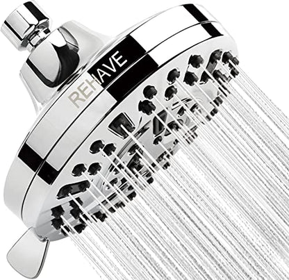5.1-Inch Rainfall Shower Head with 63 Jets, 8 Spray Modes - Chrome Finish, Brass Angle-Adjustable, Anti-Clogging Silicone Nozzles - style: Brass