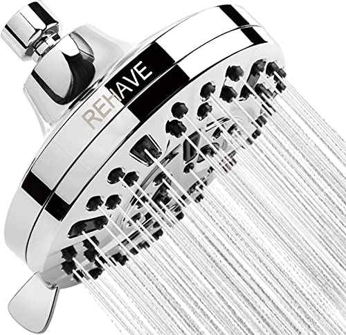 5.1-Inch Rainfall Shower Head with 63 Jets, 8 Spray Modes - Chrome Finish, Brass Angle-Adjustable, Anti-Clogging Silicone Nozzles - style: Brass