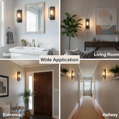 1-Light Bathroom Light Fixture, Matte Black Vanity Lights Wall Sconce with Clear Glass Shade, Indoor Wall Lamp with E26 Base for Mirror Living Room Bedroom Hallway - color: Black