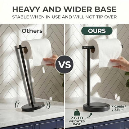 Hoimpro Hand Towel Holder Stand Bathroom Towel Bar Rack Countertop Black | Free Standing Towel Hanger for Bathroom Kitchen Vanity Counter,13 Inch, Stainless Steel, Towel Ring, Bath Accessories , Matte - color: Matte Black