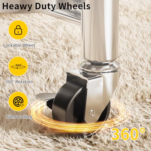 4-Tier Slim Storage Cart with 3 Slide-Out Drawers, 6.3" Sturdy Stainless Steel Rolling Utility Cart Organizer for Narrow Space, Kitchen, Bathroom, Laundry Room, Pantry, Stable & Rustproof