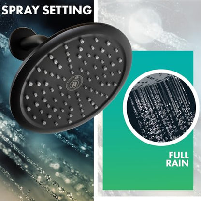 Niagara Conservation N9517MB Rainfall Spa 1-Spray with 1.75 GPM 8-in. Wall Mount Adjustable Fixed Shower Head in Matte Black, 1-Pack | Bathroom Shower Head Sprayer with Pressure Compensation - color: Matte Black, size: 1.75 GPM