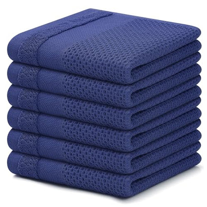 Homaxy 100% Cotton Dish Cloths, 6 Pack - 12 x 12 Inches, Navy Blue | Waffle Weave Super Soft and Absorbent Dish Towels Quick Drying Dishcloths, 12 x 12 Inches - color: Navy Blue, size: 12 X 12 - 6 Pack