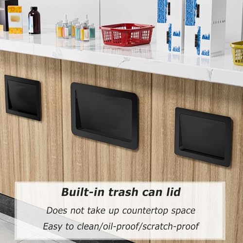 Commerical Square Built-in Cabinet Trash Can Lid, Stainless Steel Embedded Push Cover, Kitchen Countertop Garbage Can with Cover, Side Mount Trash Chute Lid,Style A - size: Style A