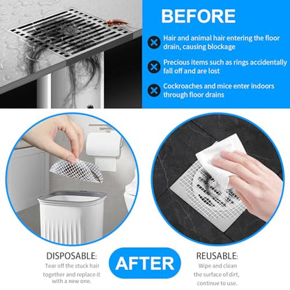 25pcs Disposable Shower Drain Hair Catcher Hair Trap for Shower Drain Mesh Stickers Shower Strainer for Bathroom Tub Kitchen Sink Shower Drain Cover Hair Stopper (White 25) - color: White 25