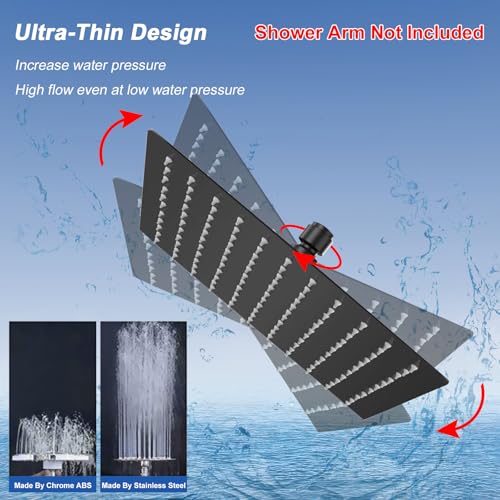 NearMoon Rain Shower Head, High Flow Stainless Steel Square Rainfall Shower, High Pressure Design, Awesome Shower Experience Even At Low Water Flow (10 Inch, Matte Black) - color: Matte Black, size: 10 Inch Square