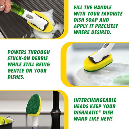 Libman Dishmatic I-Stand Dish Wand Kit, Scrub Brush, 3 Sponge Refills - style: Dish Wand Kit