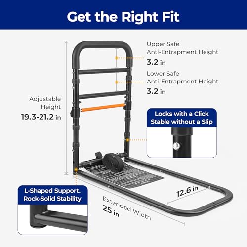 C1 Fold Bed Rails for Elderly Adults Safety - Bed Assist Rail with Adjustable Height, Tool-Free One-Hand Foldable Bed Rails for Seniors - size: C1F (Foldable NEW)