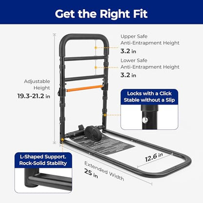 C1 Fold Bed Rails for Elderly Adults Safety - Bed Assist Rail with Adjustable Height, Tool-Free One-Hand Foldable Bed Rails for Seniors - size: C1F (Foldable NEW)