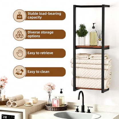 Towel Racks for Bathroom, 2 Tier Wall-Mounted Towel Rack, Home Decor Shelf, Space-Saving Organizer Rack for Household, Bathroom, and Bedroom
