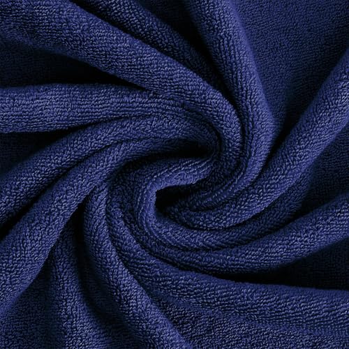 Feather & Stitch 100% Cotton 625 GSM Bath Towel Set of 6, Ultra Soft Highly Absorbent 2 Bath Towels, 2 Hand Towels & 2 Washcloth - Luxury Quick Dry Shower Towels (Navy Blue) - color: Navy Blue
