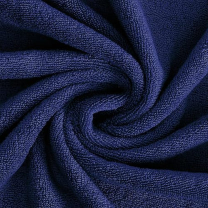 Feather & Stitch 100% Cotton 625 GSM Bath Towel Set of 6, Ultra Soft Highly Absorbent 2 Bath Towels, 2 Hand Towels & 2 Washcloth - Luxury Quick Dry Shower Towels (Navy Blue) - color: Navy Blue