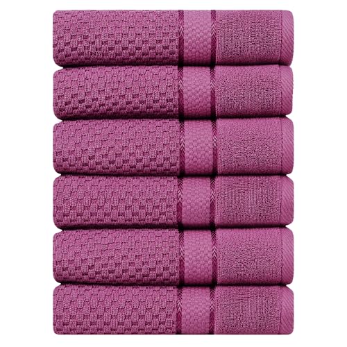 Ample Decor 100% Cotton Hand Towels 18x28 Inches, Popcorn Textured, Soft & Absorbent, Quick Dry, Set of 6, Grape Purple - color: Grape Purple, size: Pack of 6