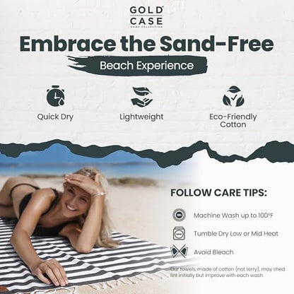 Gold CASE Turkish Beach Towel Set of 5 – 100% Cotton Beach Towels Oversized 70x38'' – MYRA Quick Dry Swim Towel – Lightweight Turkish Towels Set in Multi Dark - color: Multi Dark, size: Beach-Bath Towel Set of 5