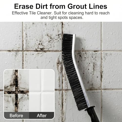 4 Pcs Multi-Purpose Hard Bristle Crevice Cleaning Brush Small Deep Gap Cleaning Tools Scrub Brushes Household Use Versatile Thin Grout Brush for Kitchen Window Tile Bathroom Shower Corner Toilet Black