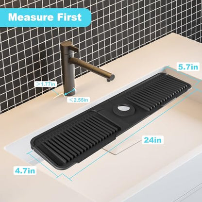 Folding faucet mat for kitchen sink-sink splash guard behind faucet-silicone kitchen faucet mat-faucet draining mat of sink accessories with button lock - color: Black