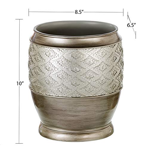 Creative Scents Dublin Silver Small Bathroom Trash Can with Lid 1.26 Gal / 4.8L - Brushed Silver Oval Garbage Can - Decorative Waste Basket for Bathroom Decor - Durable Wastebasket for Paper/Diaper - style: Trash Can
