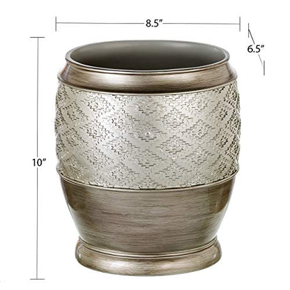 Creative Scents Dublin Silver Small Bathroom Trash Can with Lid 1.26 Gal / 4.8L - Brushed Silver Oval Garbage Can - Decorative Waste Basket for Bathroom Decor - Durable Wastebasket for Paper/Diaper - style: Trash Can