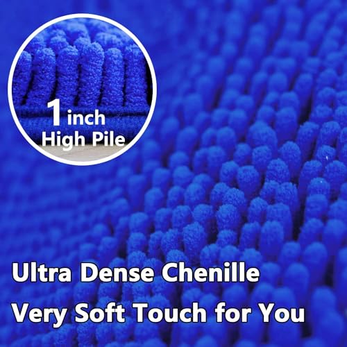 Bathroom Rugs Chenille, Extra Thick and Absorbent, Non-Slip, Machine Washable, Dry Quckily, Soft Cozy Plush, Used Under Shower Bathtub and Sink, Bath mat Sets Royal - color: Royal Blue, size: 20 x 32 inch + 20 x 20 inch (U-Shape)