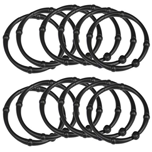 Rust-Proof Zinc Shower Curtain Hooks with Clasp Closure, Shower Hooks Hangers for Bathroom, Kitchen Utensils, Curtains, Clothing, Towels etc - Set of 12, Matt Black - color: Black
