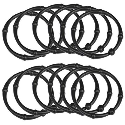 Rust-Proof Zinc Shower Curtain Hooks with Clasp Closure, Shower Hooks Hangers for Bathroom, Kitchen Utensils, Curtains, Clothing, Towels etc - Set of 12, Matt Black - color: Black