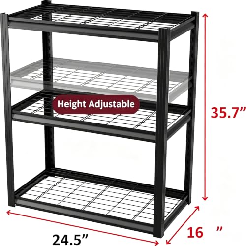 Heavy Duty 3-Shelf Utility Storage Rack, Total 2000 lbs Load Adjustable Garage Organizer Shelves, Multipurpose Industrial Storage Unit for Closet, Pantry, Kitchen & Warehouse 24" W×16" D - size: 24Wx16Dx35H