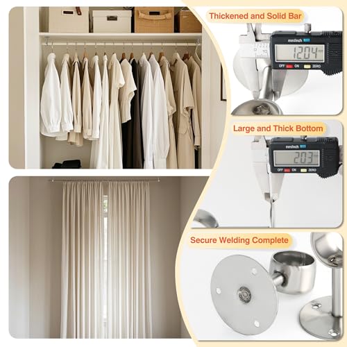 Alise Curtain Rod Holder Bracket 38mm Dia,Closet Rod Holders Wall Mount | Ceiling Mounted Curtain Rod Flange Brackets,Ceiling Curtain Rods Brackets for Bathroom Curtain,Stainless Steel Brushed,4 Pcs - color: Brushed Nickel, size: 38mm/1-1/2 Inch Dia.