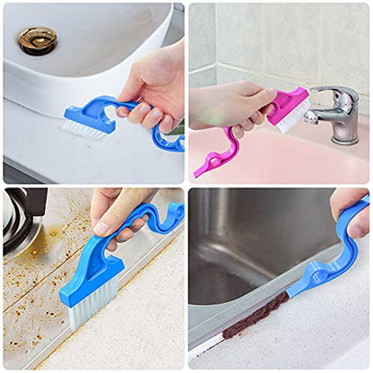 Crevice Gap Cleaning Brush Tool: 6PCS Hand-held Groove Gap Cleaning Tools | 2 in 1 Dustpan Cleaning Brush, Shutter Door Window Track Cleaning Brushes for Bathroom/Toilet/Kitchen Corner