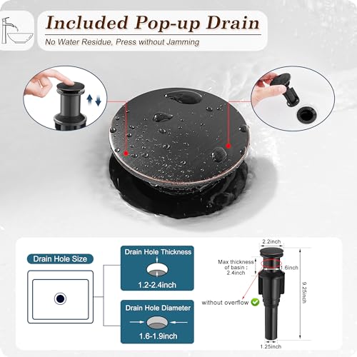 Bronze Waterfall Vessel Sink Faucet, Brass 12 Inch Tall Bathroom Faucets Single Hole Single Handle for Bathroom Bowl Sink with Pop-up Drain & Hoses for Vanity Countertop Modern Farmhouse - color: Oil Rubbed Bronze - Farmhouse