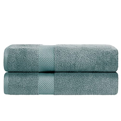 Zero-Twist Towel Collection, Luxurious Cotton Oversized Bath Sheet Towel, 34" x 68", 2-Pieces, Absorbent and Fast-Drying, Solid, Jade Green - color: Jade Green, size: Bath Sheet 2-Pack