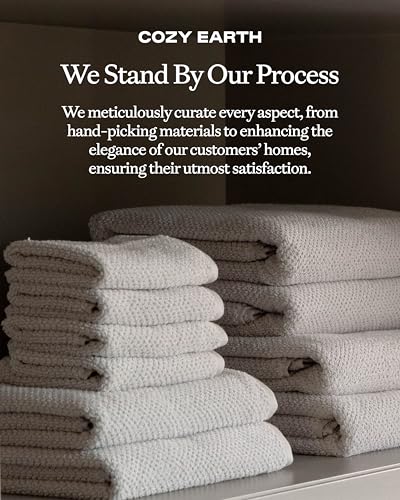 Cozy Earth Nantucket 60% Cotton 40% Viscose from Bamboo Washcloth | 600 GSM Plush and Fast-Drying with Rice Weave Pattern, 4 Pack 13" x 13" Luxury Washcloth, Light Grey - color: Heathered Light Grey, size: Washcloth