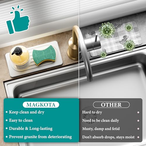 Water Absorbing Stone Tray, Quick Drying Diatomite Bathroom Tray Countertop, Stone Drying Mat for Kitchen Counter, Soap Dish Dispenser Vanity Organizer, White-A-12.2" x 4" - color: 12.2" X 4"-White-A