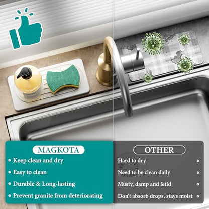 Water Absorbing Stone Tray, Quick Drying Diatomite Bathroom Tray Countertop, Stone Drying Mat for Kitchen Counter, Soap Dish Dispenser Vanity Organizer, White-A-12.2" x 4" - color: 12.2" X 4"-White-A