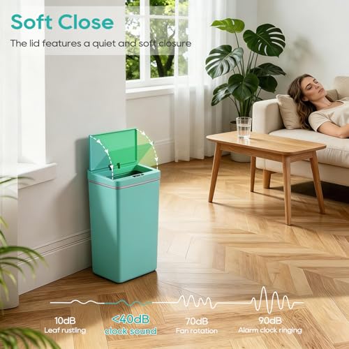 BestOffice 13 Gallon Trash Can Plastic Kitchen Trash Can Automatic Touch Free High-Capacity Garbage Can with Lid for Bedroom Bathroom Home Office 50 Liter Blue - color: Blue