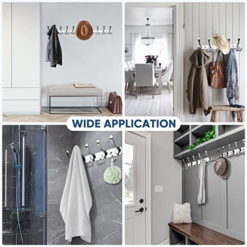 TICONN Wall Mounted Coat Rack, Five Heavy Duty Tri Hooks All Metal Construction for Jacket Coat Hat in Mudroom Entryway (Chrome, 2-Pack) - color: Chrome