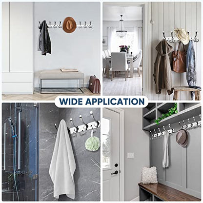 TICONN Wall Mounted Coat Rack, Five Heavy Duty Tri Hooks All Metal Construction for Jacket Coat Hat in Mudroom Entryway (Chrome, 2-Pack) - color: Chrome