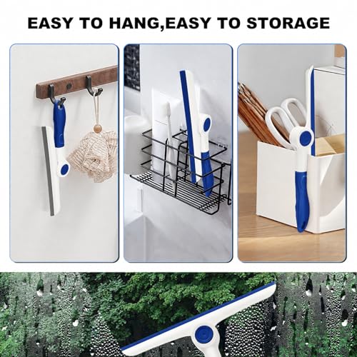 Window Squeegee for Glass Doors，All-Purpose 9.7” Window Cleaning Squeegee, Handheld for Windows, Car Windshields & More，Blue (9.7" Window Squeegee)
