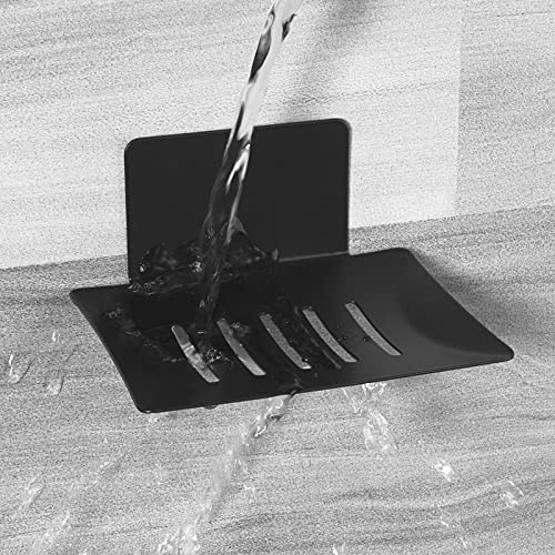 Soap Dish for Shower, 5 Slot Self-Adhesive Soap Holder for Bathroom, Wall Mounted Shower Soap Holder, Stainless Steel Soap Tray Black - color: Black 1pack